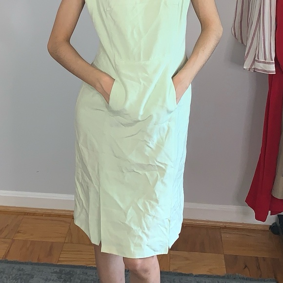 Silk Minty Green Worth Petite Vintage Mini/midi Dress with mini pockets (Size 4) - Picture 8 of 9